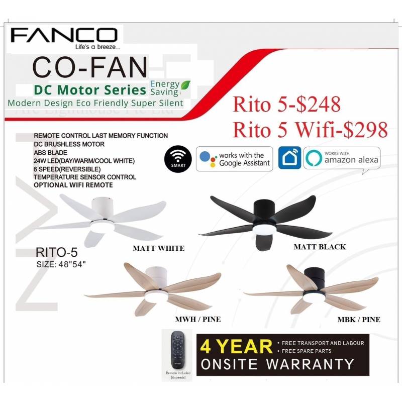 FANCO RITO 5 BLADE / DC CEILING FAN